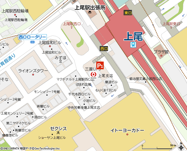 上尾支店付近の地図